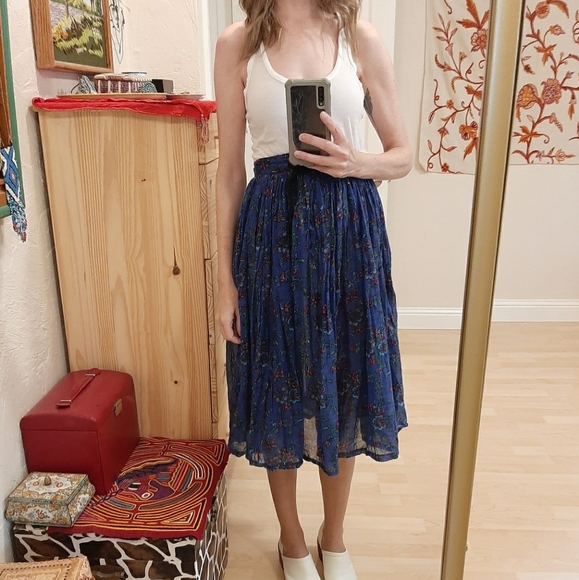 Vintage Dresses & Skirts - Vintage Indian Cotton Gauze Takara Skirt S